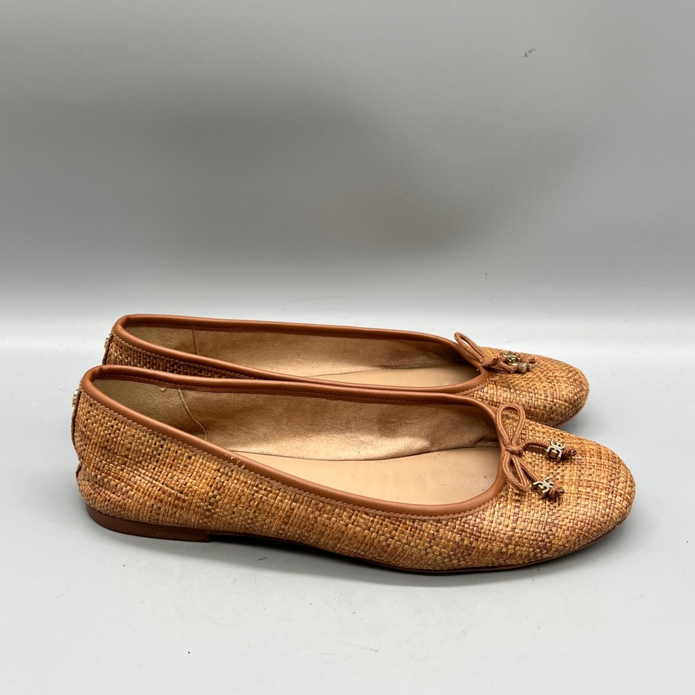 Sam Edelman Shoes Women 8.5 Brown Woven Felicia Ballet Flats Bow Slip On Comfort